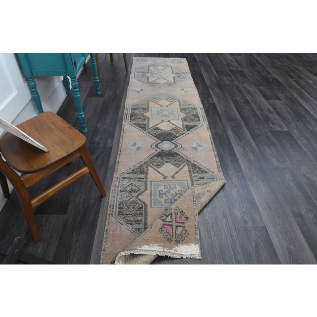 1970s Vintage Handmade Wool Cotton Turkish Brown Area Rug For Sale - Image 9 of 11
