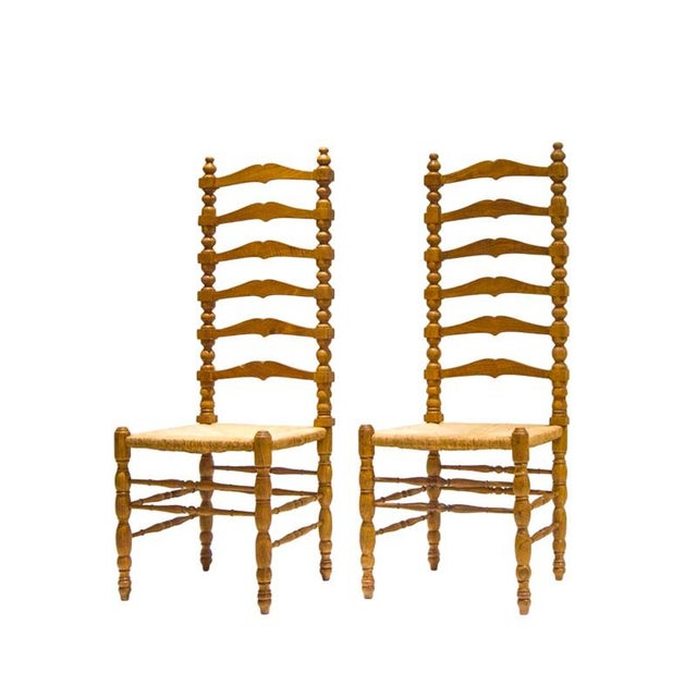 Set of Spanish High Chairs with Ladder Back, 1940s For Sale - Image 9 of 9