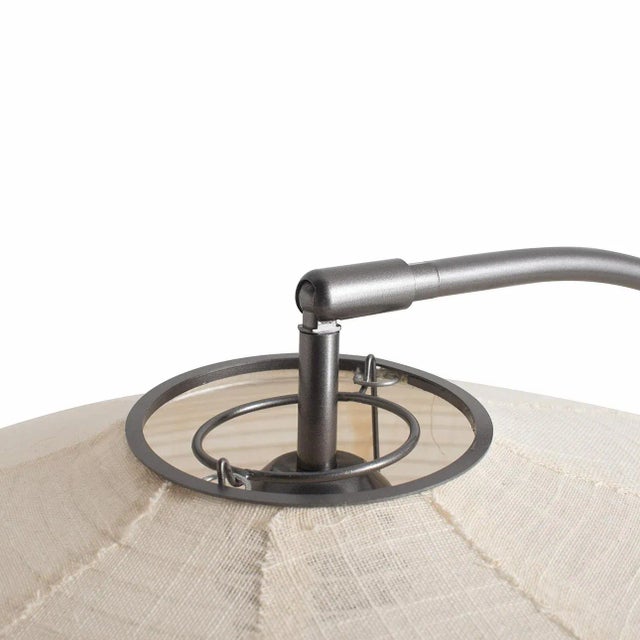 Metal Roswell Floor Lamp - Matte Black Finish, Handcrafted Shinpuru-Sa Linen-Cotton Shade, Black Marble Base, Dimmer For Sale - Image 7 of 12