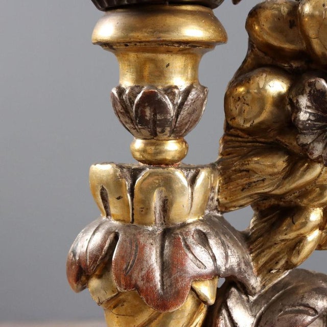 Baroque Carved Wooden Torchlights, Set of 2 For Sale - Image 5 of 12