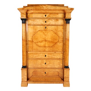 Biedermeier Secretary Desk in Birch, 1820 For Sale