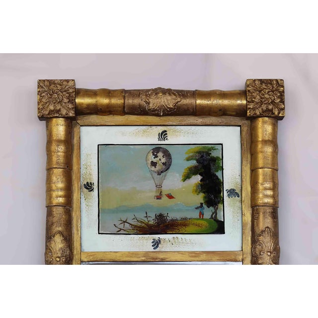 Early 19th Century Antique Giltwood Mirror With Reverse Painted Glass For Sale - Image 5 of 6