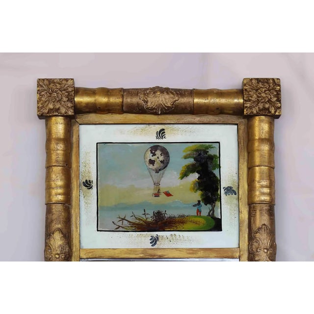 Early 19th Century Giltwood Mirror With Reverse Painted Glass Panel For Sale - Image 5 of 6