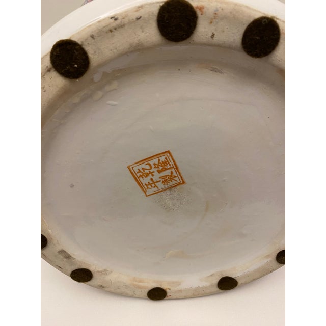 Rose Large Hand-Painted Famille Rose Chinese Temple Jar With Lid For Sale - Image 8 of 9