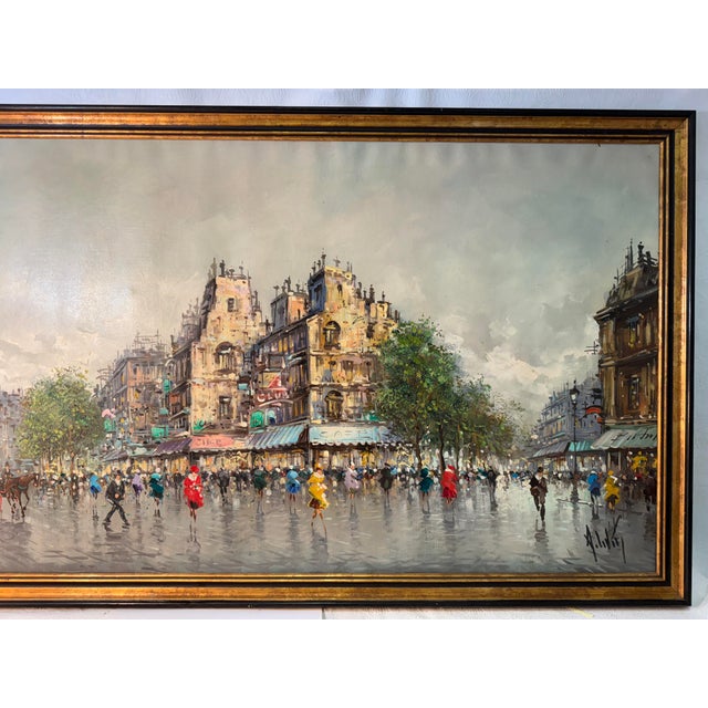 1960s 1960s Itallian Oil Painting Street Scene by Antonio Divity For Sale - Image 5 of 11