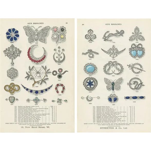 Streeter, Gem Brooches, 1898, Prints, Set of 2 For Sale
