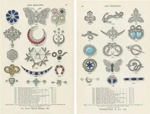 Streeter, Gem Brooches, 1898, Prints, Set of 2