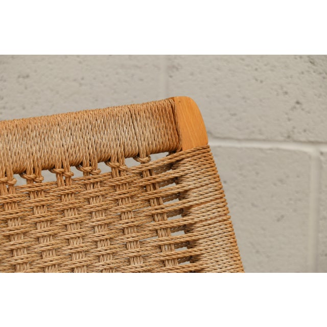 Brown Mid-Century Modern Yugoslavian Woven Rocking Chair & Folding Ottoman | Circa 1960s For Sale - Image 8 of 18