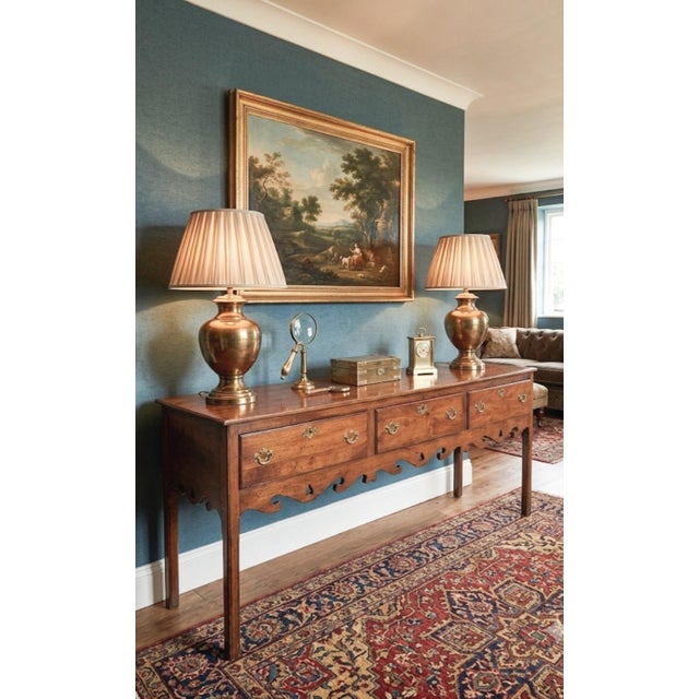 Vintage Extra Long Traditional Wright Table Company Scalloped Yew Wood Sideboard / Console Table For Sale - Image 12 of 15