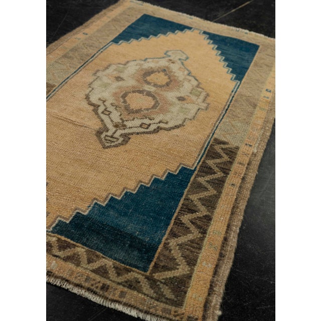 Textile Turkish Mini Rug Oriental Hand Knotted Vintage Rug 1'10" x 2'10" #21192 For Sale - Image 7 of 8