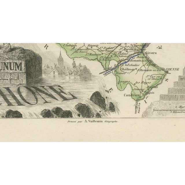 19th Century Antique Map of the Rhone with Lyon and Ancient Lugdunum, 1860 For Sale - Image 5 of 12