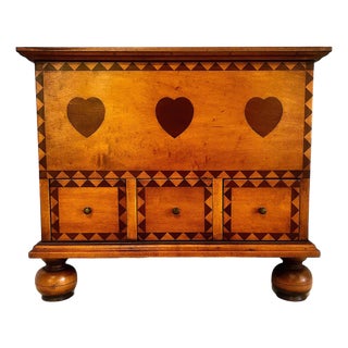 New England-Style Inlaid Maple Sewing Box, by Eldred Wheeler For Sale