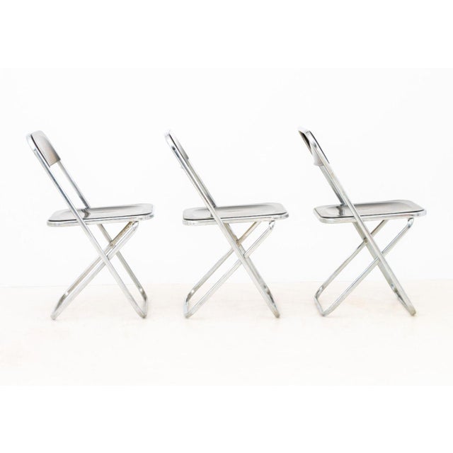 Brown Giancarlo Piretti "Plia" Style Folding Chairs, 3 For Sale - Image 8 of 9