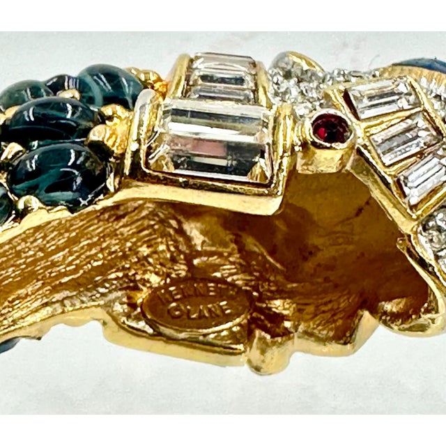 Kenneth Jay Lane 1990s Kenneth Jay Lane KJL Cuff Bracelet Crystal Blue Cabochons Hinged Opens Vintage For Sale - Image 4 of 10