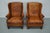 Dutch Cognac Leather Wingback Club Chairs, Set of 2 For Sale - Image 9 of 18