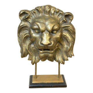 Large Finely Cast Bronze Lion Mask, Museum Mounted 20th Century For Sale