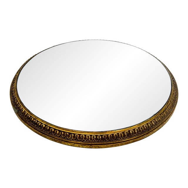 Oversized Vintage Gilt Metal Mirrored Plateau — Repurposed Lighting Element — Hollywood Regency / Neoclassical For Sale