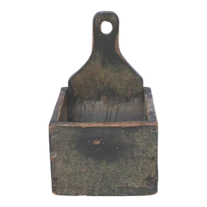 19th Century Original Mustard Over Green Painted Salt Box