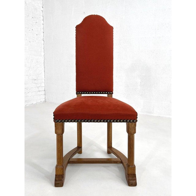 Antique French Wood and Red Fabric Chairs, Set of 8 For Sale - Image 5 of 12