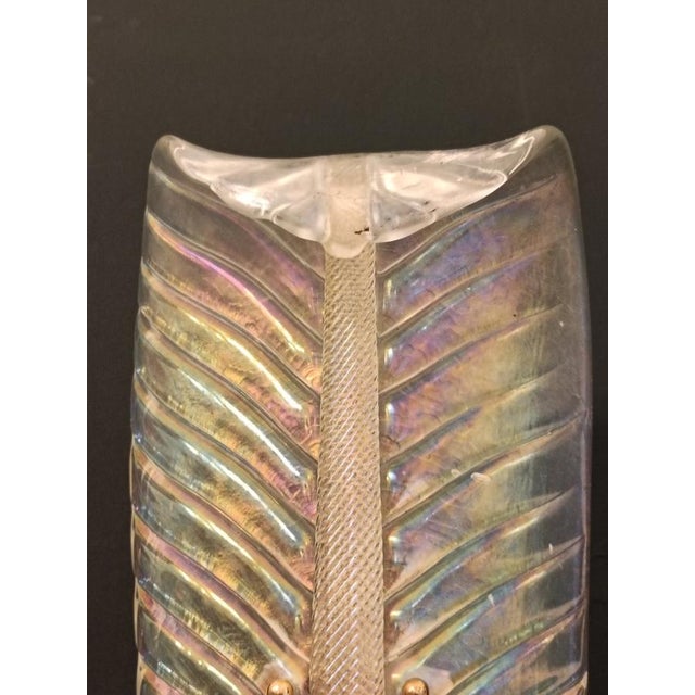 Metal Iridescent Murano Glass Wall Lamps from Barovier & Toso, Italy, 1940s, Set of 2 For Sale - Image 7 of 11