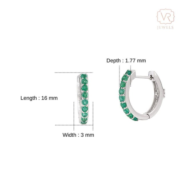 VRJewels Round Cut Emerald & Diamond Transitional Hoop Earrings in 18k Gold- A Pair For Sale - Image 12 of 17
