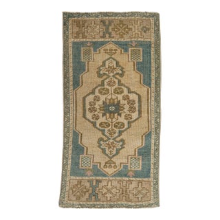 Turkish Mini Rug Oriental Hand Knotted Vintage Rug 1'9" x 3'6" #21244 For Sale