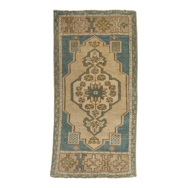 Turkish Mini Rug Oriental Hand Knotted Vintage Rug 1'9" x 3'6" #21244 For Sale