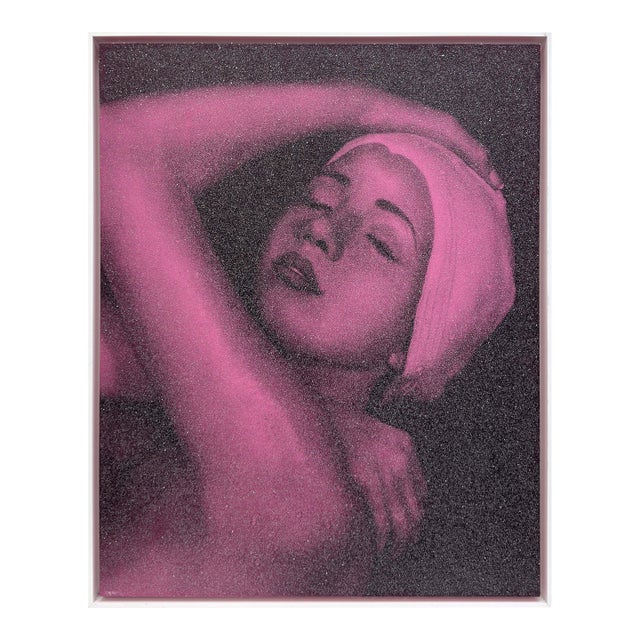 Carole A. Feuerman, Shower Portrait (Pink), Large Signed Canvas With Diamond Dust For Sale