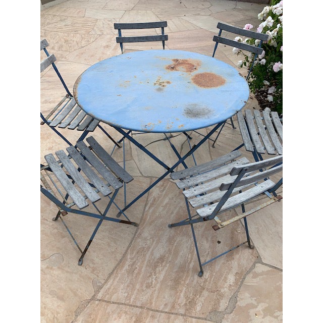 Vintage French Folding Cafe Table and 6 Chairs 7 Pieces Chairish