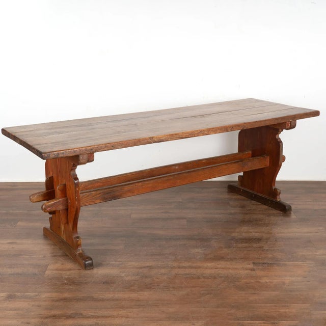 Farm Dining Kitchen Table With Trestle Base, Denmark Circa 1820-40 For Sale - Image 9 of 9