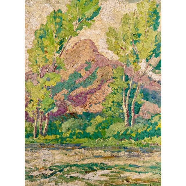 Early 20th Century 1920's Estes Park Colorado Oil Painting of Long Peak by May B. Hoelscher For Sale - Image 5 of 10