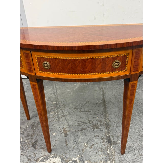 Decorative Crafts Neoclassical Demilune Console Table For Sale - Image 10 of 12