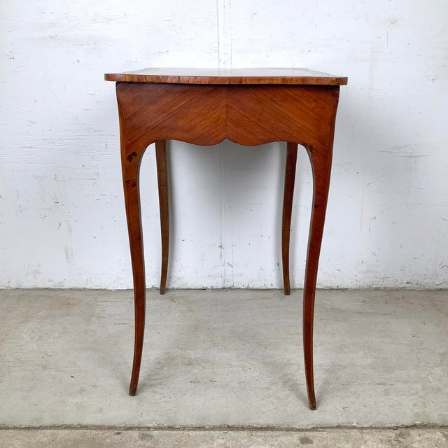 Louis XV Style Tulipwood Parquetry Side Table With Cabriole Legs For Sale - Image 4 of 12
