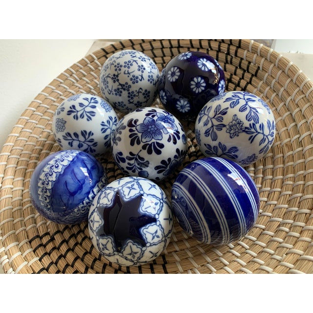 Hand Painted Blue and White Ceramic Balls Set of 8 Chairish