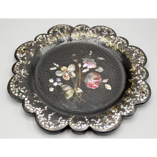Antique English Papier Mache Tray Wine Coaster For Sale - Image 9 of 11