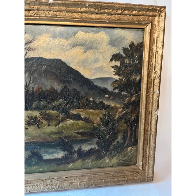 Vintage Oil on Canvas Landscape Painting From the Hudson Valley For Sale In Philadelphia - Image 6 of 12