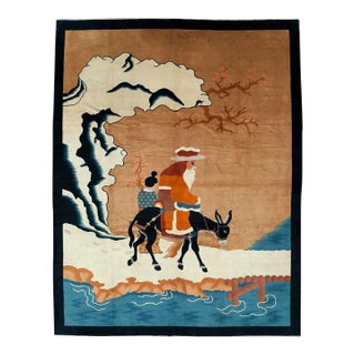 Galerie Shabab Collection Mid-20th Century Handmade Chinese Pictorial Art Deco Room Size Carpet For Sale
