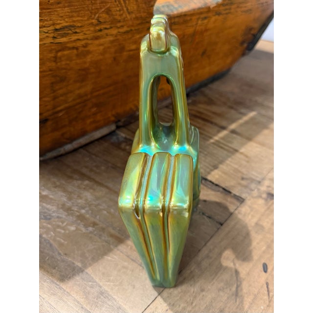 1960s Judith Nador for Zsolnay Green Eosin Glazed Rooster Statue For Sale In Houston - Image 6 of 9