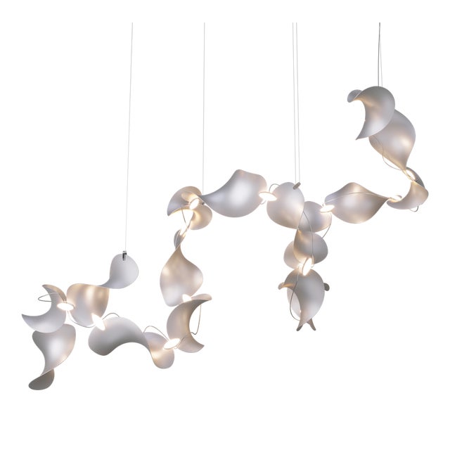 Dune 16 Spiral Chandelier with Silver Anodized Shades by Daniel Becker For Sale