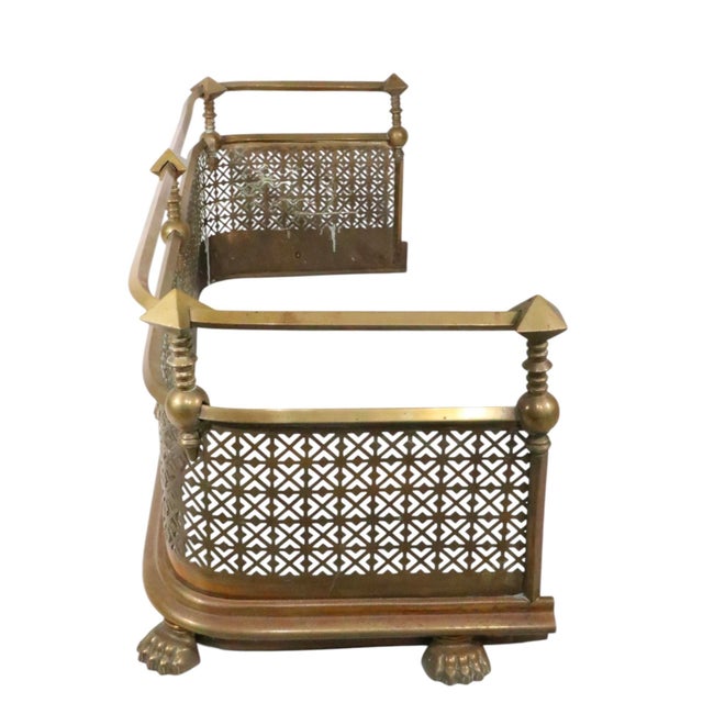 Victorian Antique Victorian Brass Fireplace Fender For Sale - Image 3 of 12