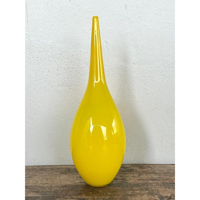 Vintage Yellow Glass Teardrop Vase For Sale In West Palm - Image 6 of 12