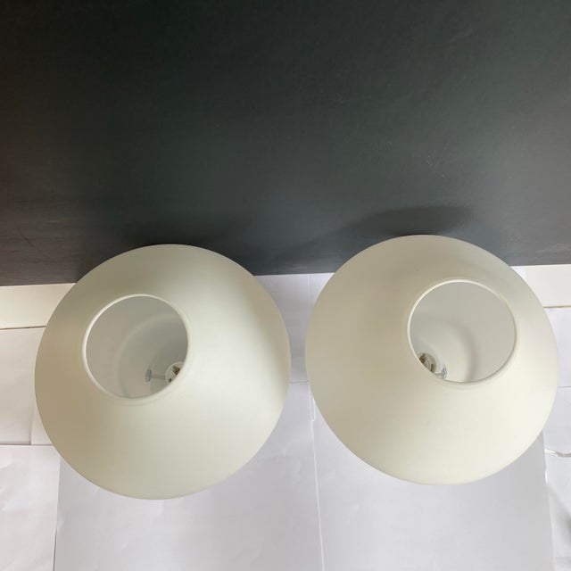 1980s Vintage Hala Zeist Opaline Glass Mushroom Table Lamps - a Pair For Sale - Image 5 of 8