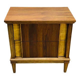 Vintage 1960s Walnut Two Drawer Nightstand For Sale