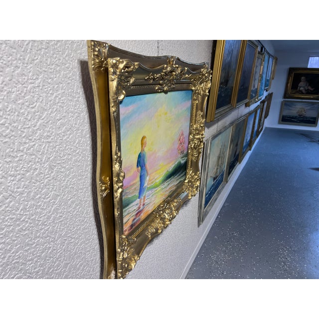 n.i. Dobritsin Russian Oil Painting at Dawn Girl Scarlet Sails Seascape Signed For Sale - Image 9 of 11