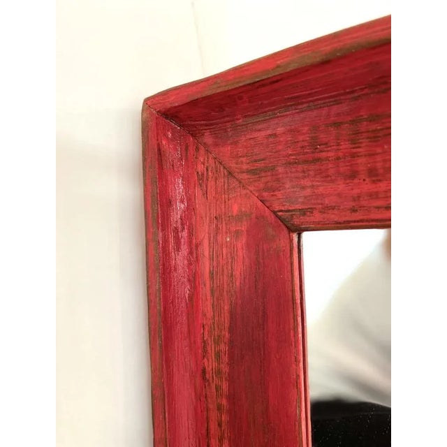 Mirror with Red Frame For Sale - Image 10 of 16
