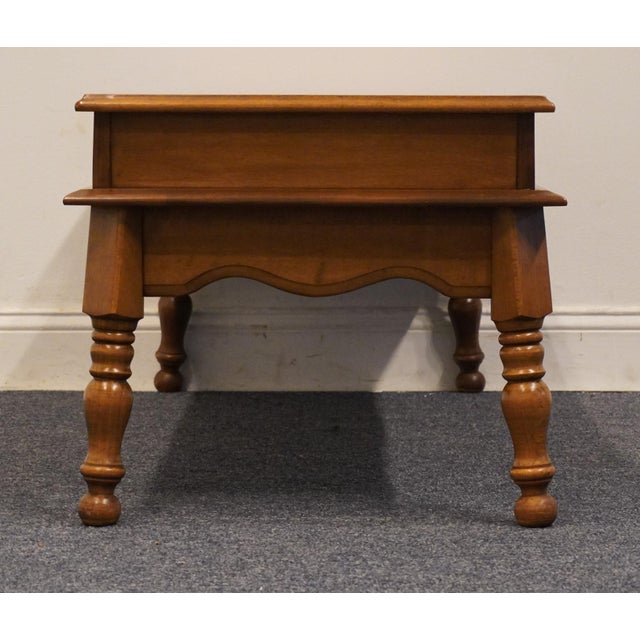 Brown High End Vintage Solid Hard Rock Maple Colonial Early American 44" Accent Coffee Table 1229 For Sale - Image 8 of 8