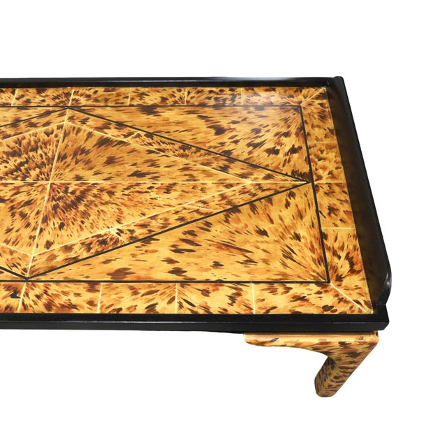 50" * 24" * 21" Custom Lacquered Faux-Tortoise Coffee Table. For Sale - Image 10 of 12