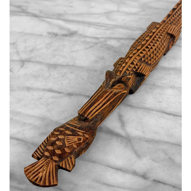 Brown Vintage African Tribal Crocodile Wood Carved Sculpture - 19" For Sale - Image 8 of 9