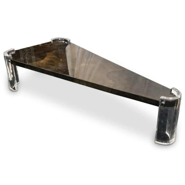 Ron Seff Lucite & Goatskin “Delta” Cocktail Table For Sale - Image 9 of 9