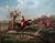 This original oil painting on canvas, signed W. Larsen, presents a traditional English fox hunting scene with mounted...